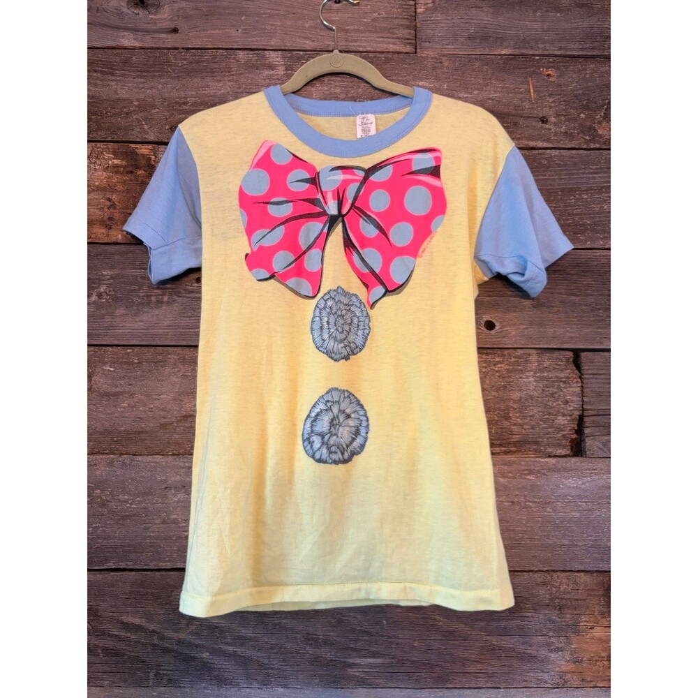 Vintage 1985 Tee Swing Clown Graphic T-Shirt | Single Stitch Colorblock Pastel M